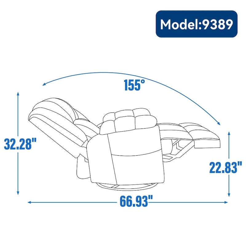 Manueller Relaxsessel mit Wipp- und Drehfunktion aus Stoff für das Wohnzimmer, Blau