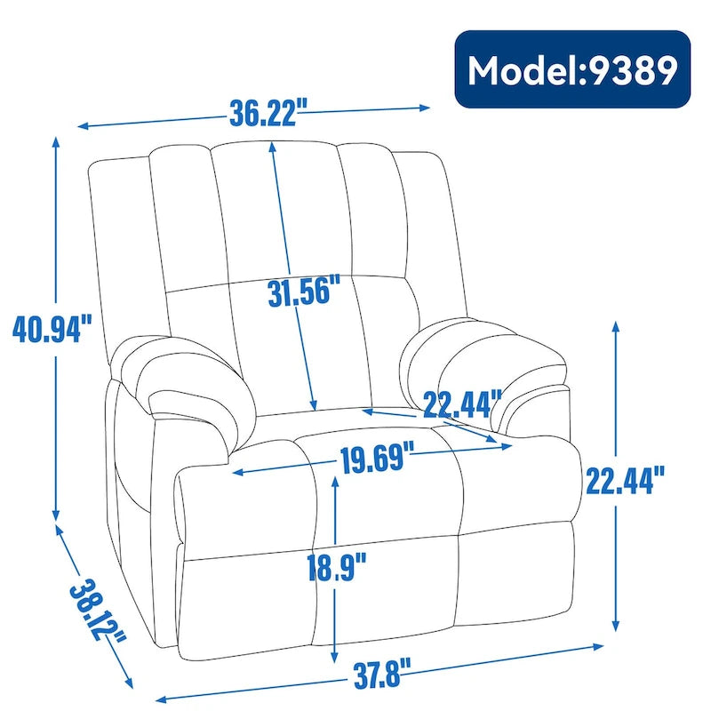 Manueller Relaxsessel mit Wipp- und Drehfunktion aus Stoff für das Wohnzimmer, Blau