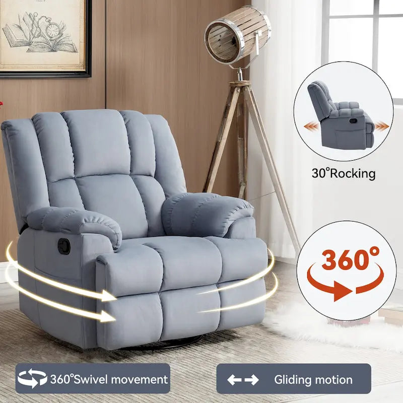 Manueller Relaxsessel mit Wipp- und Drehfunktion aus Stoff für das Wohnzimmer, Blau