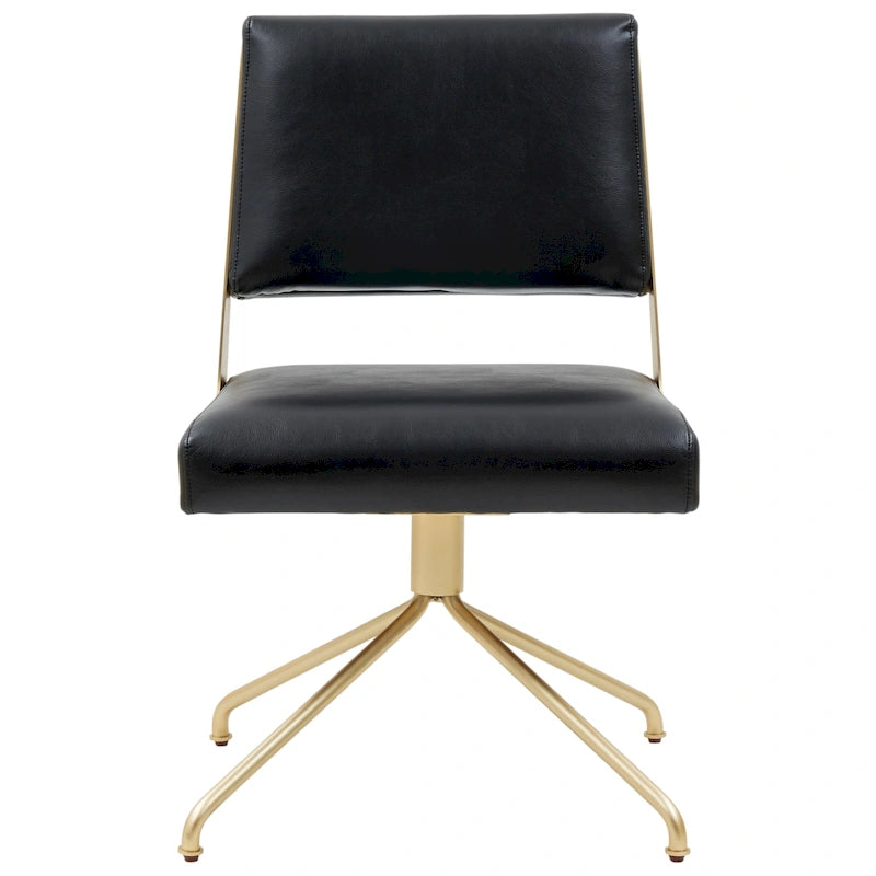 Vegan Leather Swivel Office Chair with Gold Legs - 22Wx24Dx34H