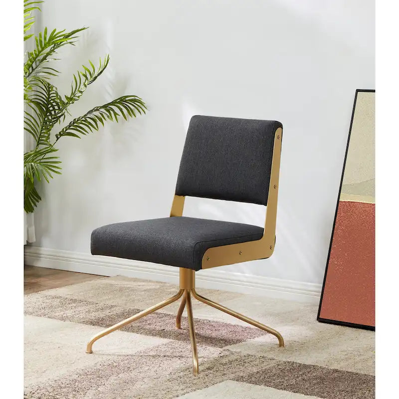 Vegan Leather Swivel Office Chair with Gold Legs - 22Wx24Dx34H