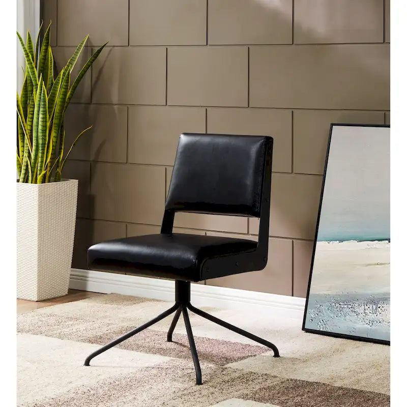 Vegan Leather Swivel Office Chair with Gold Legs - 22Wx24Dx34H