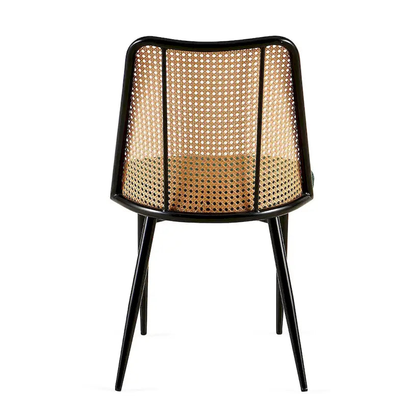 Ensemble de 4 chaises de salle à manger en bouclé avec dossier en cannage naturel