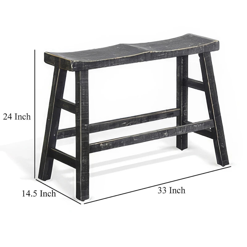 33-Inch Counter Height Bench - Rustic Black Mahogany