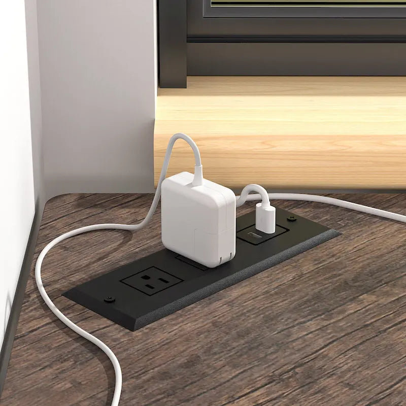 Eckschreibtisch, kleiner Schreibtisch mit Steckdosen, Ecktisch für kleine Räume, Computertisch mit USB-Anschlüssen, dreieckiger Schreibtisch mit Stauraum
