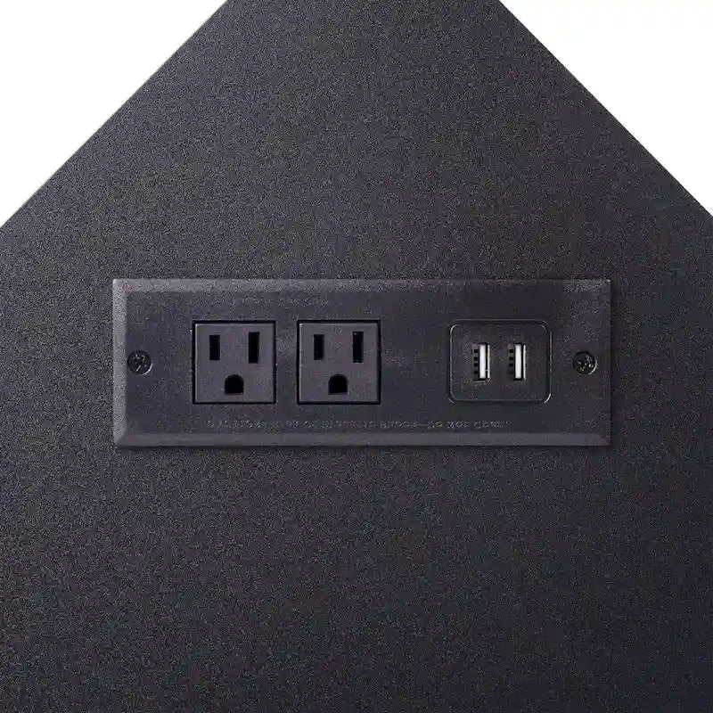 Eckschreibtisch, kleiner Schreibtisch mit Steckdosen, Ecktisch für kleine Räume, Computertisch mit USB-Anschlüssen, dreieckiger Schreibtisch mit Stauraum