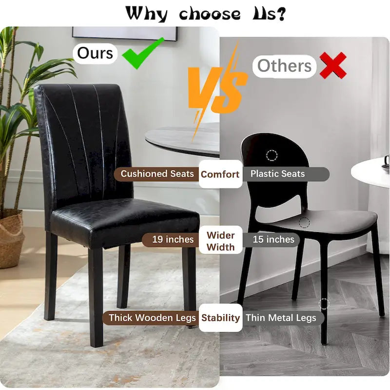 Ensemble de 2 chaises de salle à manger rembourrées de style Parson - 37H