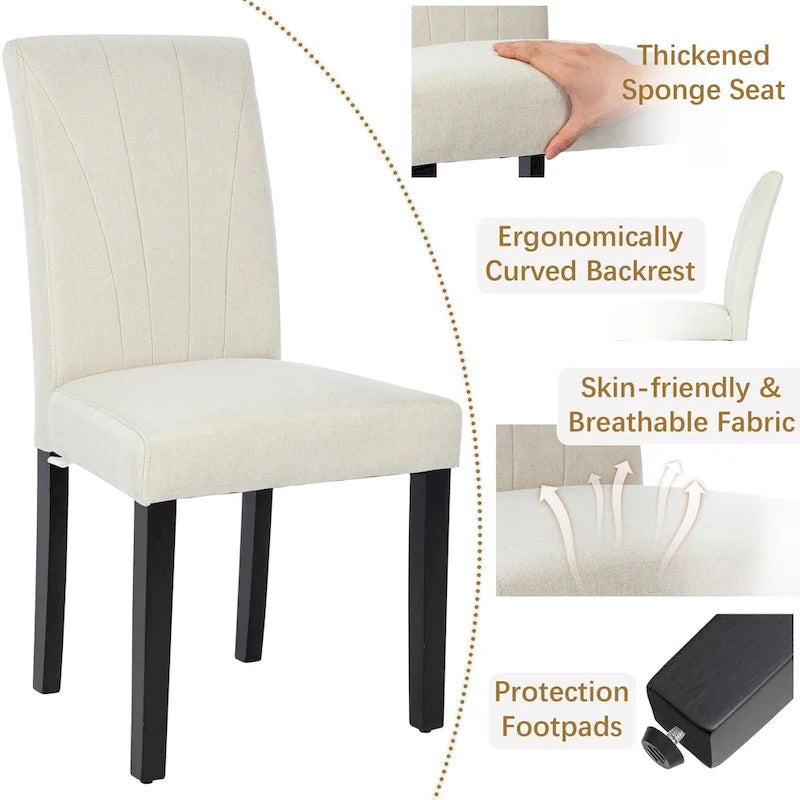 Ensemble de 2 chaises de salle à manger rembourrées de style Parson - 37H