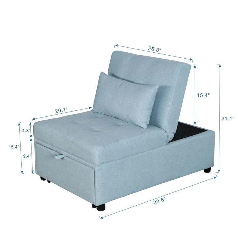 Divano letto pouf pieghevole multifunzionale, convertibile in poltrona relax e letto singolo (portata 264lb)