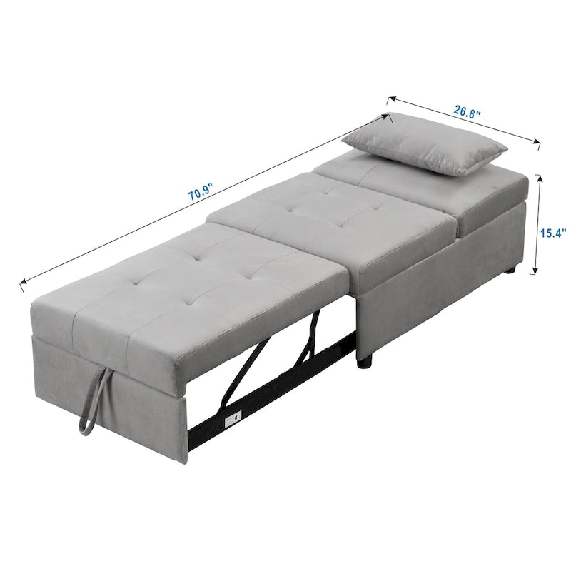 Divano letto pouf pieghevole multifunzionale, convertibile in poltrona relax e letto singolo (portata 264lb)