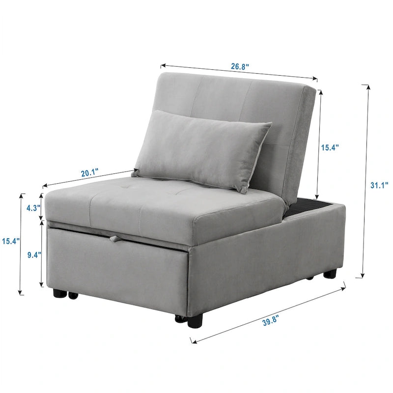 Divano letto pouf pieghevole multifunzionale, convertibile in poltrona relax e letto singolo (portata 264lb)