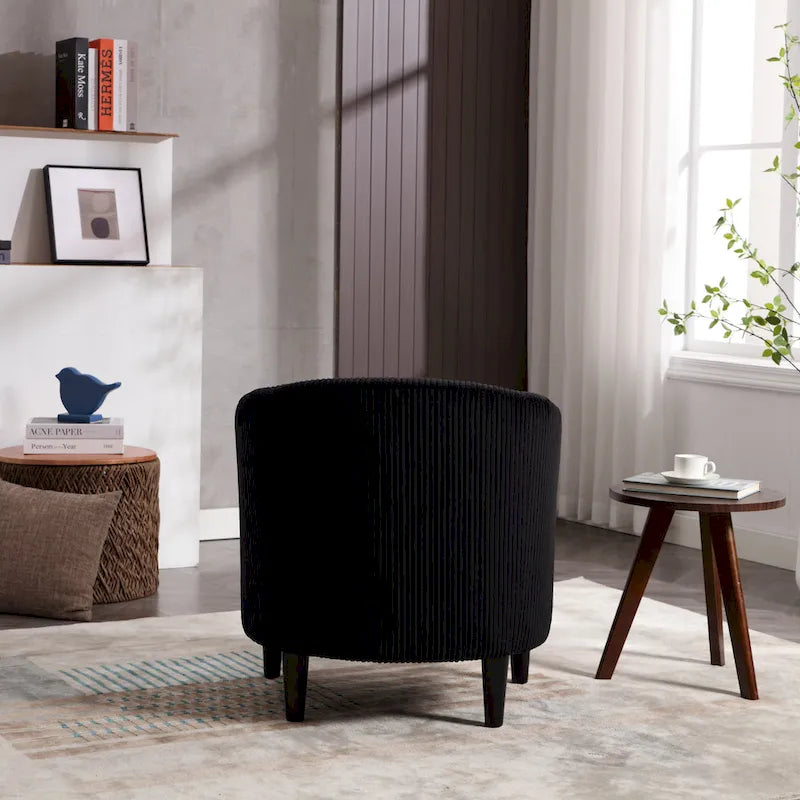 Modern 24.8 Upholstered Barrel Chair with Wood Legs and Pillows for Living Room