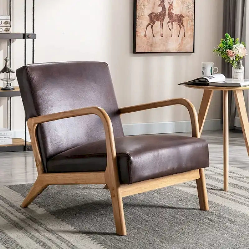 Mid-Century Modern Accent Armchair 25.2" Wide - Espresso Frame