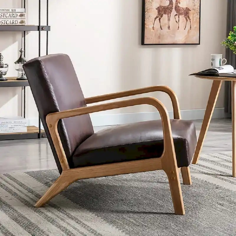 Poltroncina decorativa moderna di metà secolo, larga 25.2" - Struttura color espresso