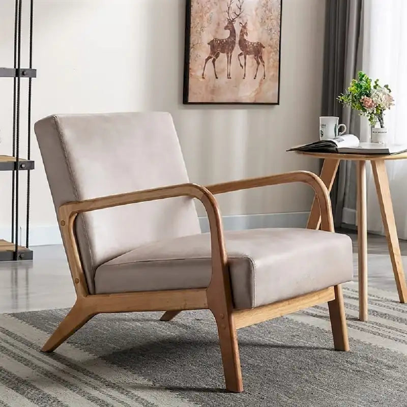 Mid-Century Modern Accent Armchair 25.2" Wide - Espresso Frame