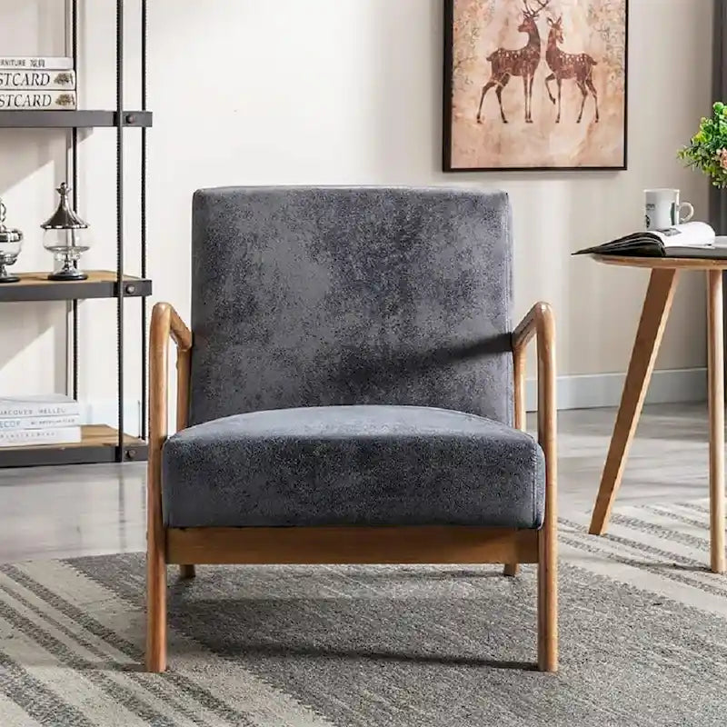 Poltroncina decorativa moderna di metà secolo, larga 25.2" - Struttura color espresso