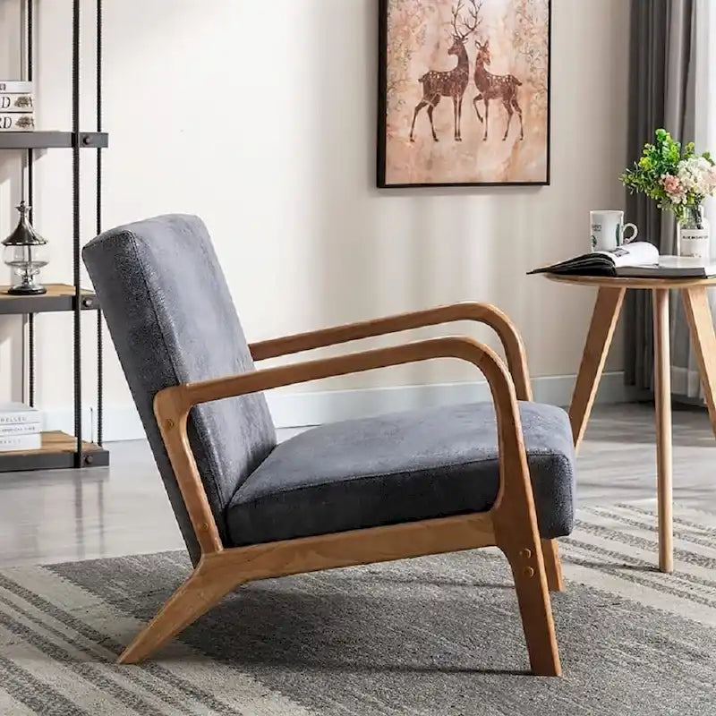 Poltroncina decorativa moderna di metà secolo, larga 25.2" - Struttura color espresso