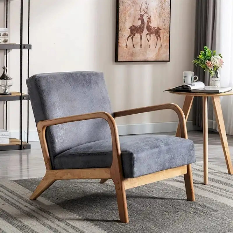 Poltroncina decorativa moderna di metà secolo, larga 25.2" - Struttura color espresso