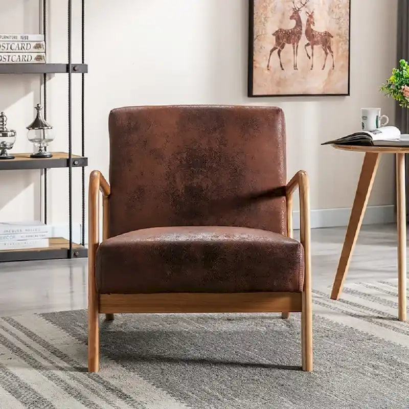 Poltroncina decorativa moderna di metà secolo, larga 25.2" - Struttura color espresso
