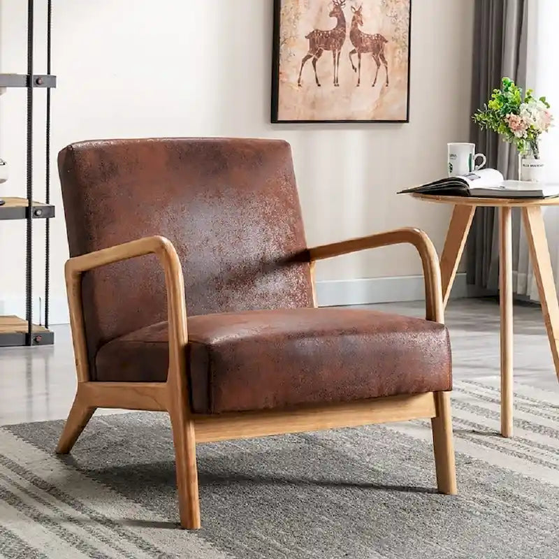 Poltroncina decorativa moderna di metà secolo, larga 25.2" - Struttura color espresso