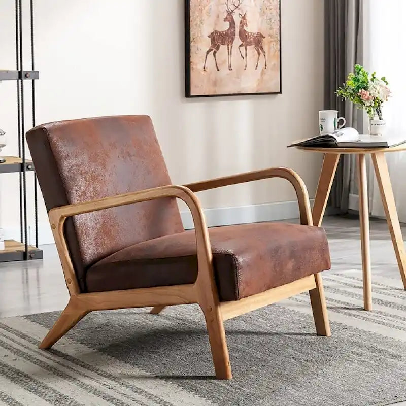 Poltroncina decorativa moderna di metà secolo, larga 25.2" - Struttura color espresso