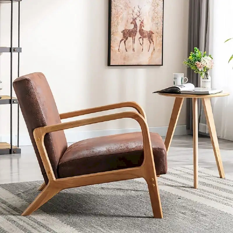 Poltroncina decorativa moderna di metà secolo, larga 25.2" - Struttura color espresso