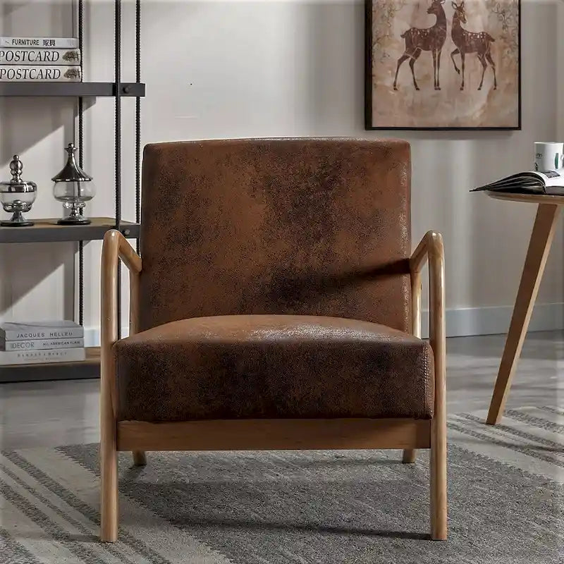 Poltroncina decorativa moderna di metà secolo, larga 25.2" - Struttura color espresso