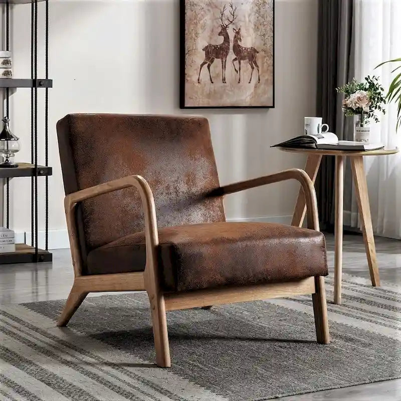 Poltroncina decorativa moderna di metà secolo, larga 25.2" - Struttura color espresso