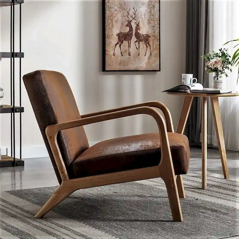 Poltroncina decorativa moderna di metà secolo, larga 25.2" - Struttura color espresso