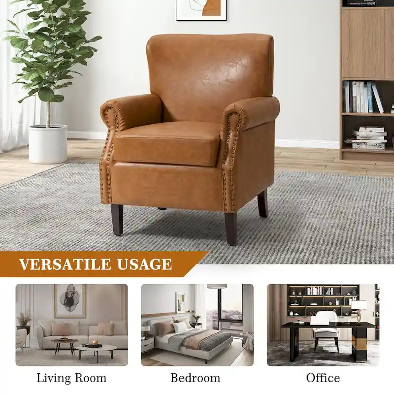 Poltroncine in pelle vegana in stile transizionale con braccioli arrotolati - Set da 2