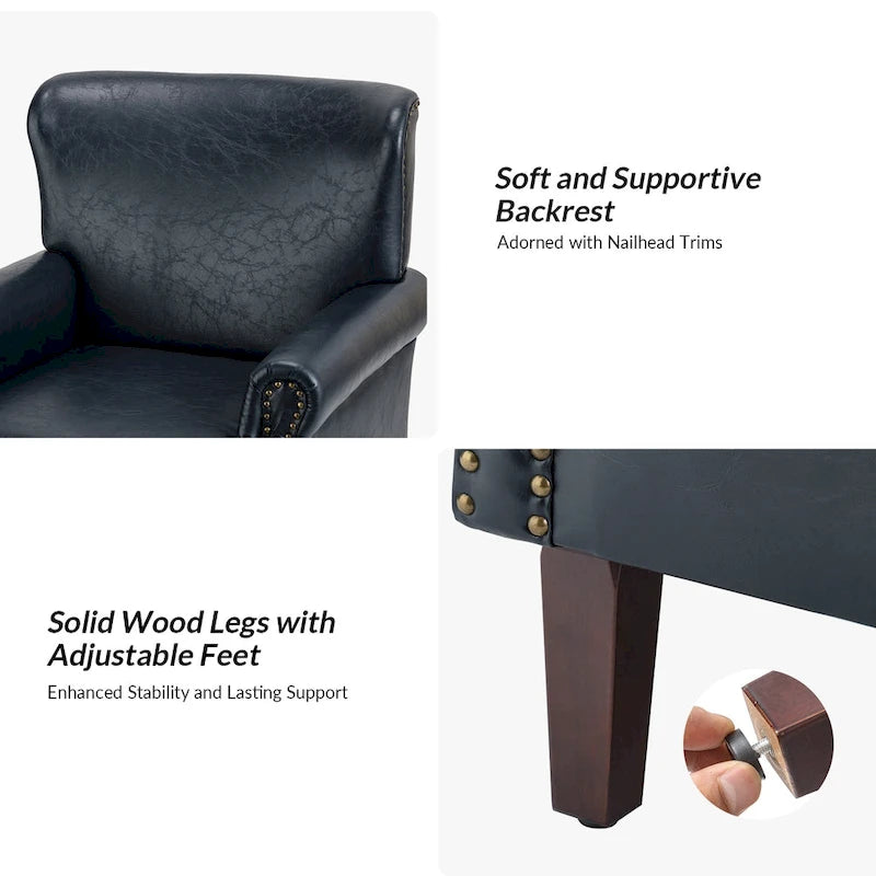 Poltroncine in pelle vegana in stile transizionale con braccioli arrotolati - Set da 2