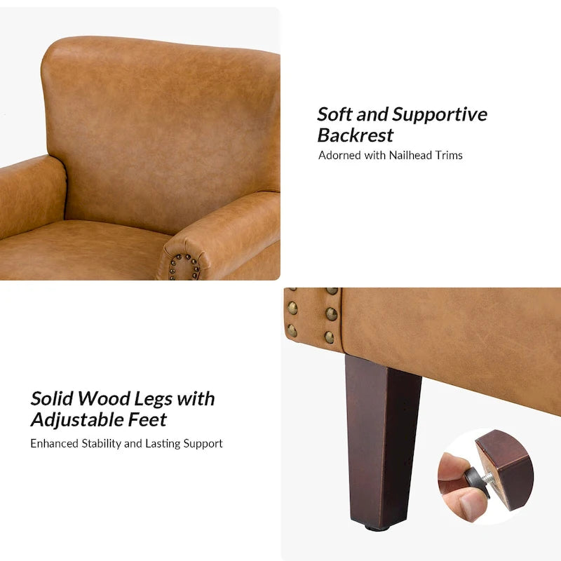 Poltroncine in pelle vegana in stile transizionale con braccioli arrotolati - Set da 2