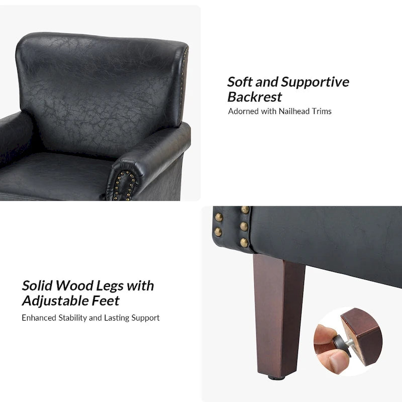 Poltroncine in pelle vegana in stile transizionale con braccioli arrotolati - Set da 2