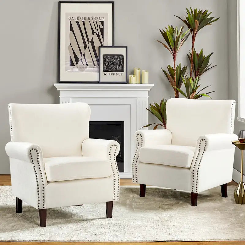 Poltroncine in pelle vegana in stile transizionale con braccioli arrotolati - Set da 2
