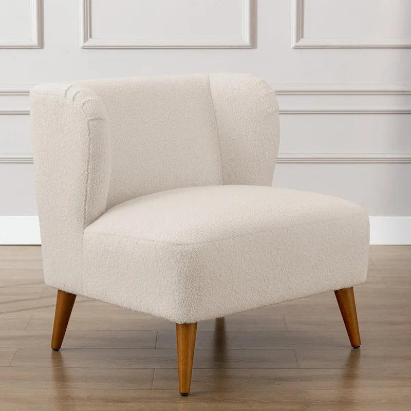 Fauteuil d'appoint en bouclé avec assise à ressorts ensachés
