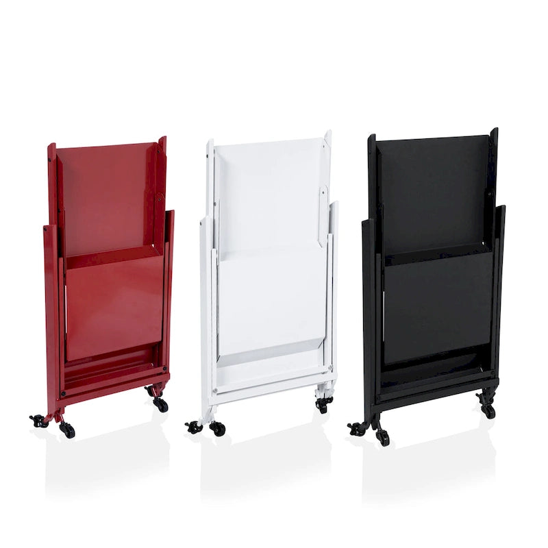 Contemporary Steel 2-Shelf Folding Server Cart with Wheels