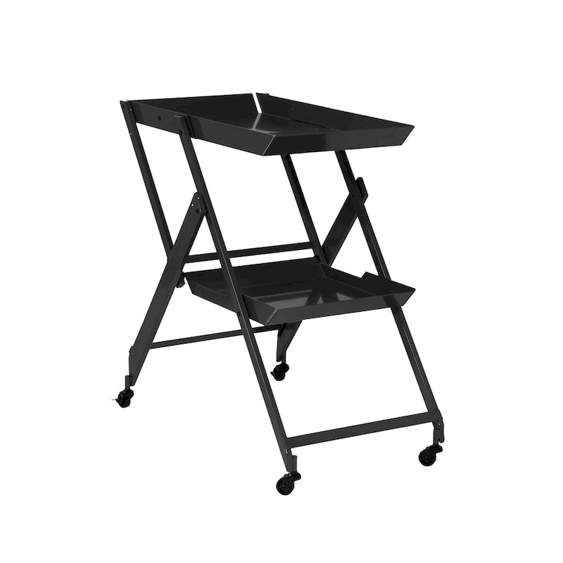 Contemporary Steel 2-Shelf Folding Server Cart with Wheels