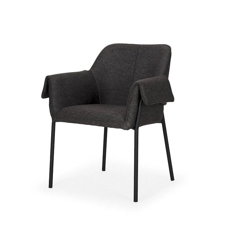 Cream Boucle Dining Chair with Matte Black Metal Frame