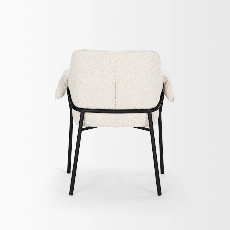 Cream Boucle Dining Chair with Matte Black Metal Frame