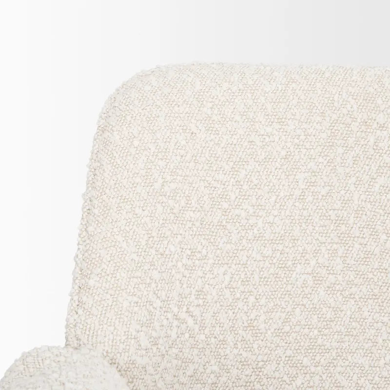 Chaise de salle à manger en bouclé crème avec structure en métal noir mat