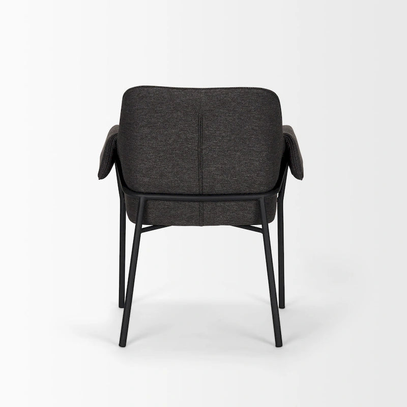Chaise de salle à manger en bouclé crème avec structure en métal noir mat