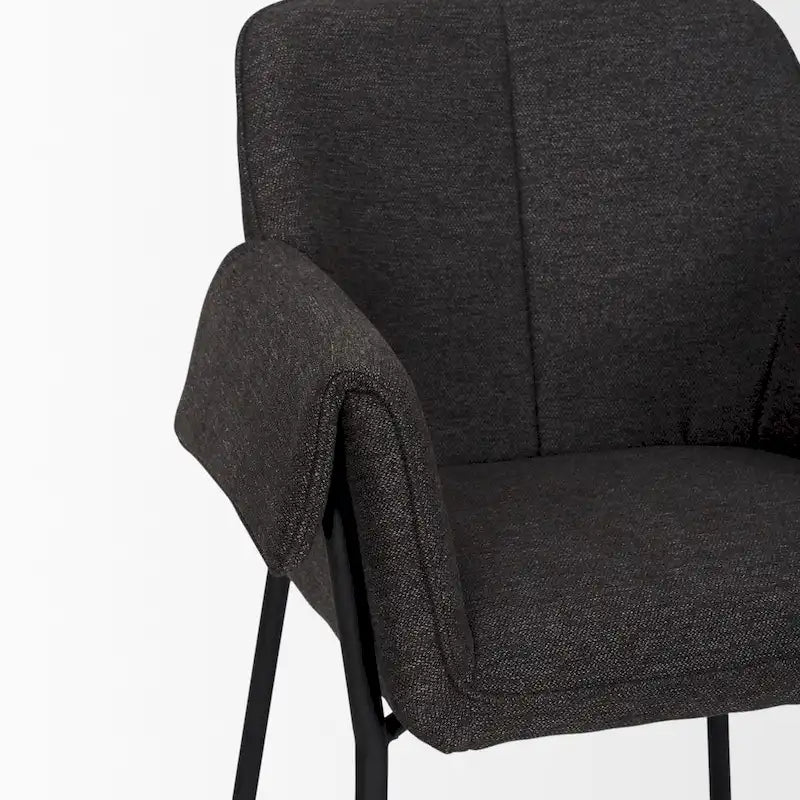 Chaise de salle à manger en bouclé crème avec structure en métal noir mat