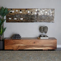 Wood Block Bench with Elevated Base - Brown