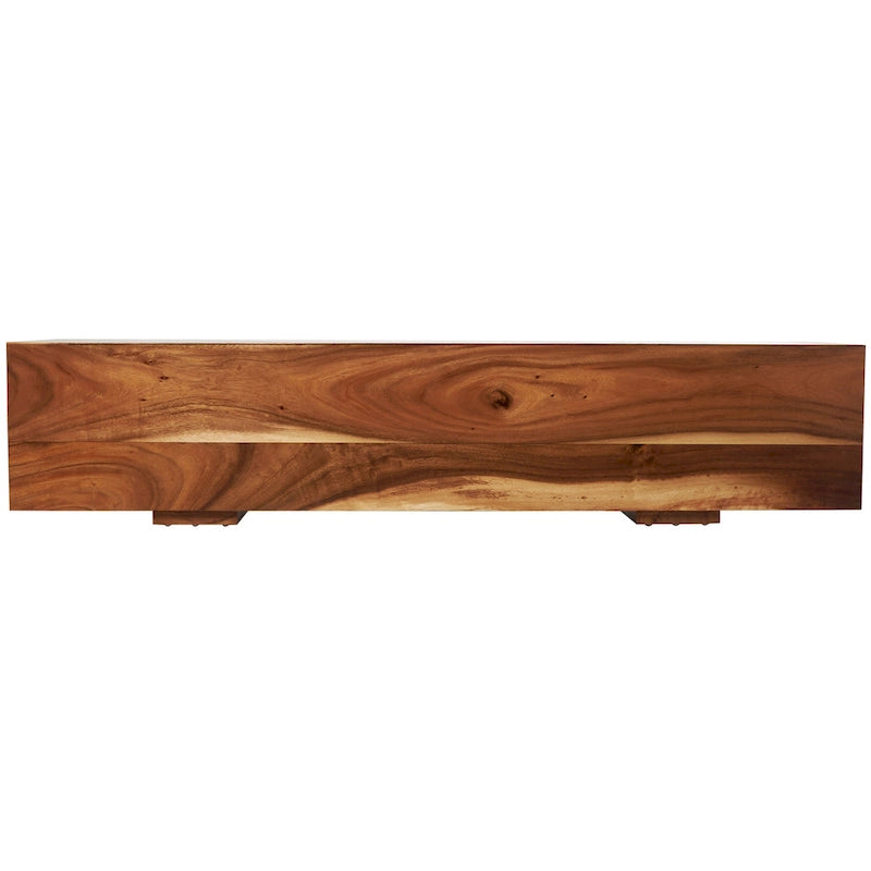 Wood Block Bench with Elevated Base - Brown