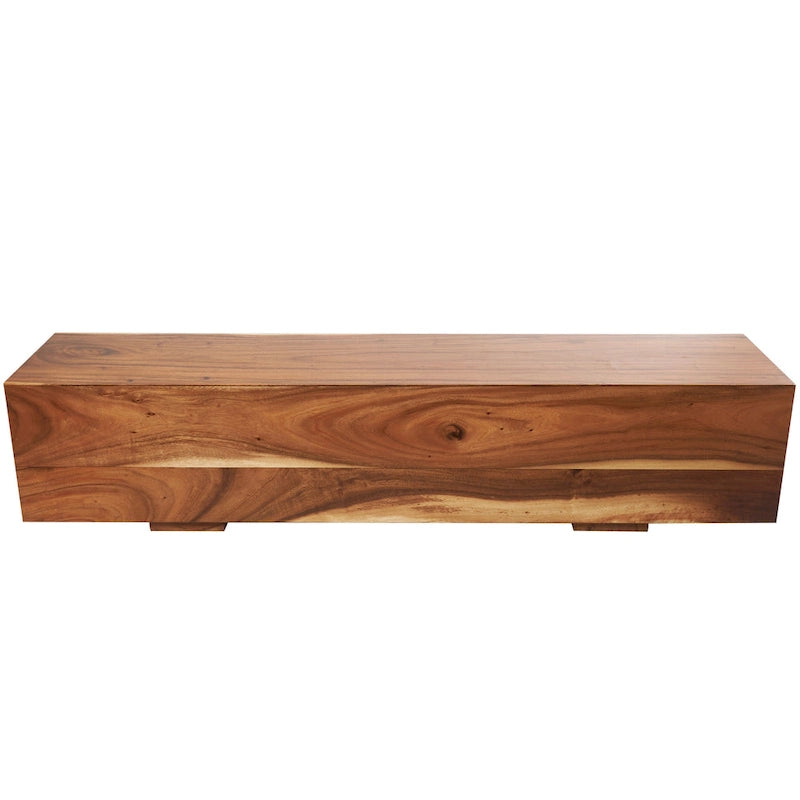 Wood Block Bench with Elevated Base - Brown