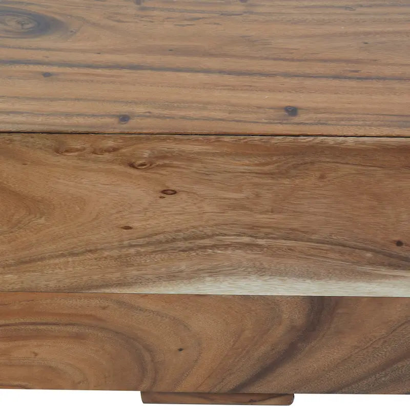 Wood Block Bench with Elevated Base - Brown