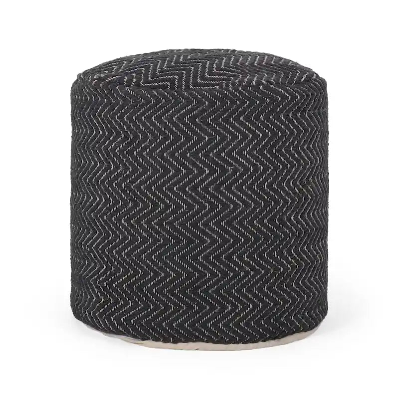 Boho Handwoven Fabric Cylinder Pouf