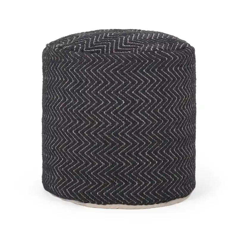 Boho Handwoven Fabric Cylinder Pouf