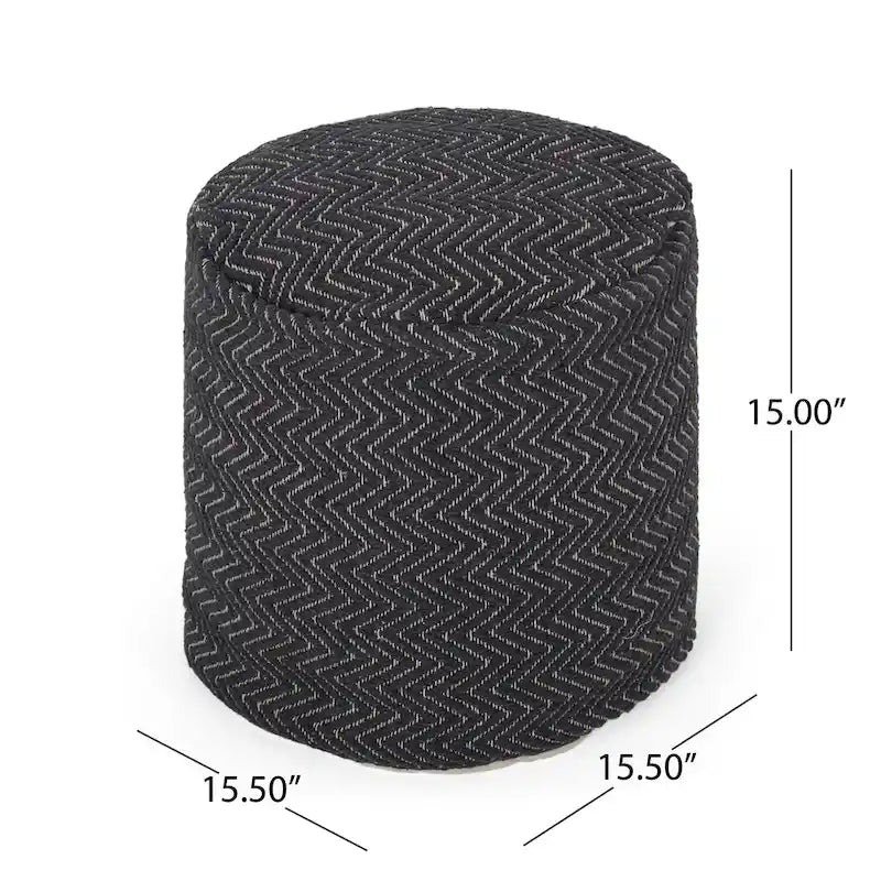 Boho Handwoven Fabric Cylinder Pouf