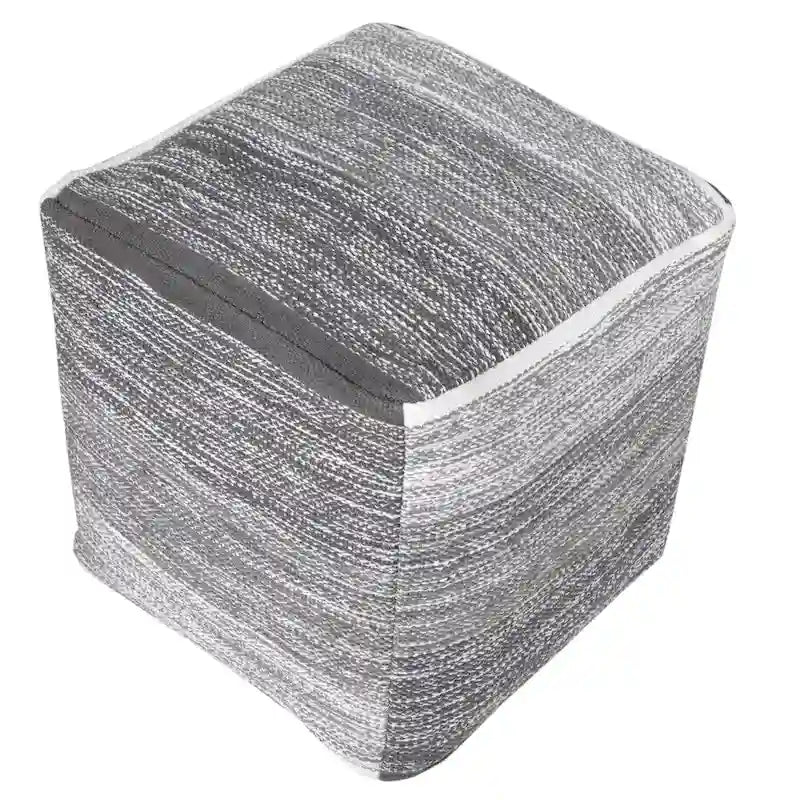 Distressed Gradation Grey Pouf Ottoman